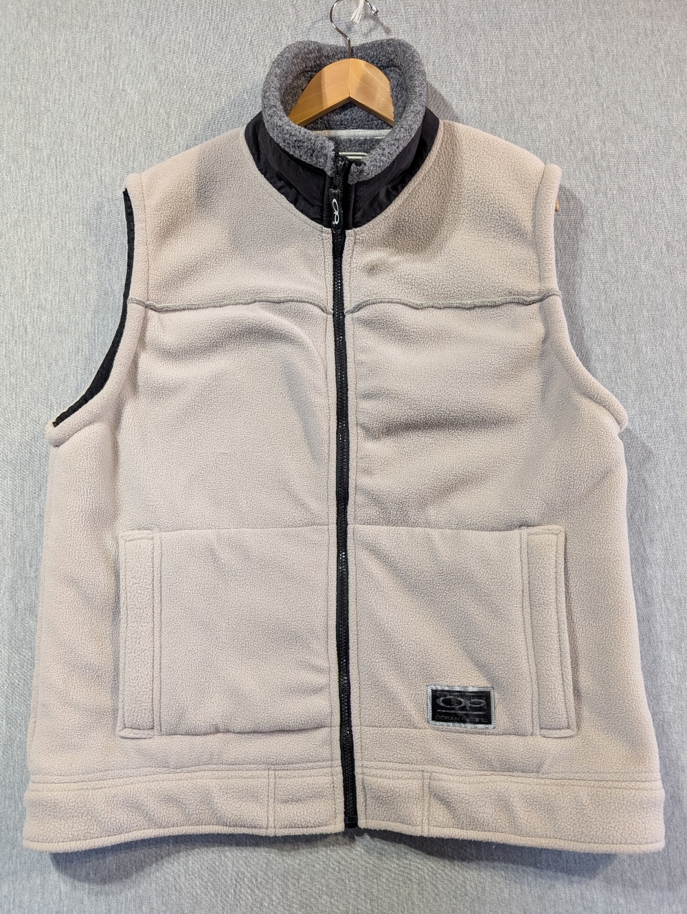 Vintage Ocean Pacific Fleece Vest Men's Medium Cream Gray Sherpa Lined